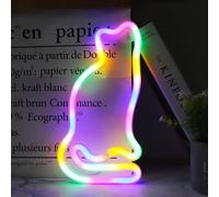 Vicila Multicolor Cat Neon Sign, LED Cat Shape Night Lights, Battery/USB Operated, Wall Mount, Small