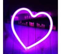 Vicila Purple Heart Neon Signs for Wall Deacor, LED Heart Lamp Battery Operated/USB Love Neon Lights for Bedroom, Mother's Day, Christmas, Valentine's Day Decorations-Purple