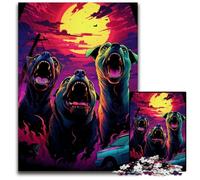 Vicious Dogs Chasing at Sunset Jigsaw Puzzles for Adults 1000 Piece Impossible Jigsaw Puzzles for Adults Adult Game Gift Family Interactive Game Brain Challenge Gift 1000 PCS(38x26cm)