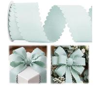 Vickasi Holiday Bow Ribbons for Holiday Birthday Accessory Decor, Spring Light Green Floral Edge Ribbons for Bow Making, Baby Shower Ribbon Bows Accessories