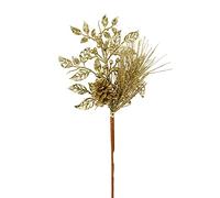 Vickerman 10" Champagne Pinecone Glitter Leaf Artificial Christmas Pick, 12 per Bag