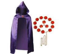 Vickkt Raven Cosplay Cloak - Purple Hooded With Adjustable Anime Waist Belt - Halloween Uniform Costume for Women, 3XL, Purple,red, 3XL