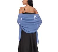 Vickorpen Shawls and Wraps Soft Chiffon Scarve Scarf For Evening Party Dresses Wedding Stole, Dusty Blue, One Size