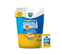 Vicks Cough Drops Double Power New & Improved, Bigger Drops with 2X Fast Relief from Throat Irritation & Cough, Warming Ginger Flavor Total 100 Drops (Pack of 5)