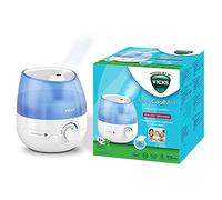 Vicks Mini Cool Mist Ultrasonic Air Humidifier, 1.8L Tank, for Bedrooms, Offices, Baby Rooms up to 15m², Quiet, Essential Oil Tablets Included - VUL525