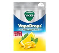 VICKS VapoDrops Lemon, Sugar Free Vegan Lozenges With Lemon Flavour and Menthol, Pack 72g x 10