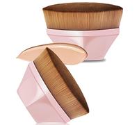 VICKSONGS 2pcs Flawless Finish Foundation Brush, Streak-free Makeup Brush with Box [60g / Super Soft] Flat Top Kabuki Brush, Sunless Tanning Face Brush for Liquid, Cream, Smoothly & Evenly (Pink2)