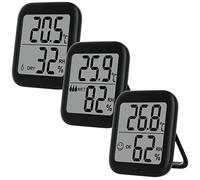 VICKSONGS 3pcs Outdoor Indoor Thermometer Humidity Meter, Mini HD Digital Thermometer Hygrometer, [Stand & Magnetic] Room Thermometer Hygrometer Meter for Home, Office, Greenhouse