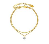 VICKWOOD Anklets for Women 20 cm to 30 cm Waterproof Stainless Steel 18 K Gold-Plated Gold/Rose Gold/Silver with Heart //Smiley / Plate Gift for Women, 20 centimeters, Stainless Steel