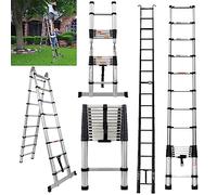 VickyHome 3.5M/20.3FT Telescopic Ladder Multi-Purpose Aluminium Portable Telescoping Ladder, Portable Loft Straight Ladders for RV, Attic, Home and Outdoor Work