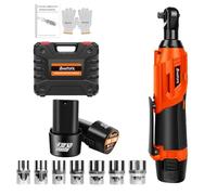 VickyHome 3/8" Cordless Ratchet Wrench, 12V 230RPM Impact Wrench 40N.m Torque Power Ratchet Wrench with 2 * 1.5Ah Batteries & Fast Charger, Safety Lock with Led Light Impact Gun, Carry Case, Orange