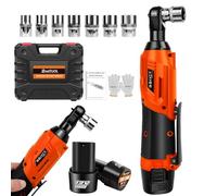 VickyHome 3/8 Inch Cordless Ratchet Electric Ratchet, 40N.m Torque Setting Ratchet Wrench Cordless Ratchet Wrench 230RPM Cordless Impact Wrench with 2x1500mAh Batteries, Fast Charger, Orange