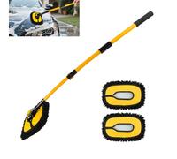 VickyHome 55" Car Wash Brush with Long Handle, Length Adjustable 15° Curved Extendable Car Cleaning Brush Microfibre Extendable Cleaning Mop, for Cleaning Detail Roof Wheel Truck Suv Rv Window