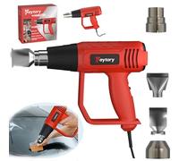 VickyHome Hot Air Gun Tools Shrink Gun 2000W, Portable Heat Gun with Stepless Variable Temperature Handheld DIY Crafting, Paint Stripper, Varnish Stripping, 4 Nozzles, Ultra-Long Cable, Red