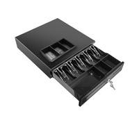 VickyHome Money Box with Key, Small Lockable Cash Box with Coin Tray Metal Money Box Tin, Heavy Duty Electronic Cash Register Drawer, (40.5x42x10cm)