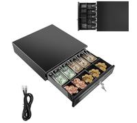VickyHome Money Cash Box, money safe cash tin with keys, lockable storage box Portable Heavy Duty Electronic Cash Register Drawer, (40.5x42x10cm)