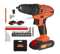 VickyHome Orange Small Cordless Drill, Compact Hand Drills with 2 Batteries, 25+1 Torque, 2 Speed, LED Light, 29pcs Drill Bits Battery Combi Drill for Garden Home, Portable Lightweight