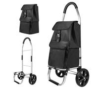 VickyHome Shopping Trolley On Wheels, Foldable Shopping Cart with Adjustable Handle Grocery Trolleys, Utility Carts, Push/Pull Cart for Easy Storage, 60kg Capacity