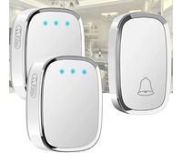 VickyHome Wireless Doorbell, 300m Range Door Bells, Cordless Doorbell with 4 Levels Volume, 36 Melodies, LED Flash, Portable Weatherproof Wall Plug-in Cordless Door Bell Chime Kit, White
