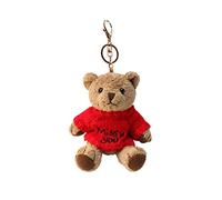 VICKYPOP Cute Teddy Bear Keychain, Soft Bear Keyring Backpack Accessories, Valentine Gift for Women Men, Miss You-red, 4.7"