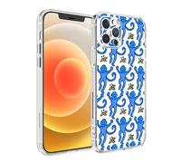 VICLASBISKIY Compatible with iPhone 16E Case Blue Roller Funny Cute Monkeys Silicone Rabbit Side Striped Transparent