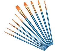 Vicloon 10Pcs Paint Brushes, Professional Painting Brushes Set Nylon Hair Artist Paint Brushes for Acrylic Oil Watercolor Gouache Face Painting