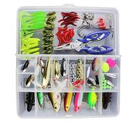 Vicloon 120 PCS Fishing Lures Mixed Including Spinners,VIB,Treble Hooks,Single Hooks,Swivels,Pliers and Tackle Box