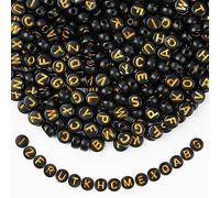 Vicloon 1200 Pcs Acrylic Letter Beads, 7mm Black Alphabet Beads Kit, A-Z Alphabet Bead with Storage Box, for Friendship Bracelet Making Kits, Handicraft Work DIY Projects, Jewelry Making, Round