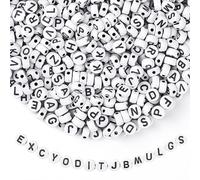 Vicloon 1200 Pcs Acrylic Letter Beads, 7mm White Alphabet Beads Kit, A-Z Alphabet Bead with Storage Box, for Friendship Bracelet Making Kits, Handicraft Work DIY Projects, Jewelry Making, Round