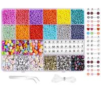 Vicloon 12600 Pcs Glass Seed Beads Kit, 2mm Pearl Beads for Jewelry Making, Pony & Acrylic Letter, Number, Heart Beads for Bracelet Making Kit, DIY Crafts, Jewelry Making, Gifts