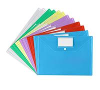 Vicloon 12pcs Multicolor A4 Plastic File Folder with 12 Labels, Snap Button, Waterproof & Dustproof, Holds Up to 80 Sheets