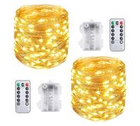 Vicloon 2 Pack Fairy String Lights, Cooper String Light, 100 LEDs 10 M Warm White Fairy Light, Waterproof IP65 Copper Wire Light for Gardens, Homes, Wedding, Battery-Powered (Battery Not Included)