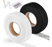 Vicloon 2 Pack Hemming Tape 65 Metres, 2cm Wide Iron-On Hemming Tape, 70 Yards Hem Tape No Sewing with 1 Tape Measure and 200 Glass Needle for Ironing, Bonding, Fabric Fusing