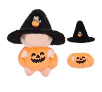 Vicloon 2 Pcs Doll Clothes For 17cm Dolls, Clothes & Accessories for Plush Dolls, Include 1 Black Wizard Hat 1 Pumpkin Clothes, Birthday Holiday Present for Girls (No Doll)