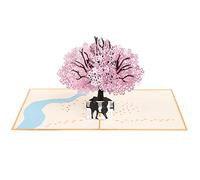 Vicloon 3D Card, Pop Up Greeting Card Cherry Blossom Wedding Card, Anniversary Card, Birthday Card, Valentine's Day Card for Lover Wife Husband Girlfriend Mother Bride and Groom