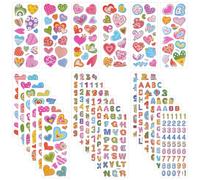 Vicloon 3D Stickers, 550+ Puffy Stickers 24 Variety Sheets for Party Rewarding Gifts Scrapbooking Including Letter, Numbers, Heart and More