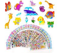 Vicloon 3D Stickers for Kids Puffy Stickers 600+ Children Sticker 28 Variety Sheets for Rewarding Gifts Scrapbooking Including Dinosaur, Fish, Butterfly, Bear, Panda, Rabbit and More