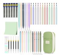 Vicloon 44 PCS Aesthetic School Supplies with Cute Pencil Case, 12 Pastel Highlighters, 6 Multicolor Pen, 5 Black Ink Gel Pens, 6 Mechanical Pencils, Stationery Set for Students Supplies (Green)