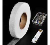 Vicloon 65 Metres Wonder Hemming Tape Web, 70 Yards Hem Tape Iron, Extra Strong Ironing Tapes with 1 Tape Measure and 100 Glass Needle for Ironing, Bonding, Fabric fusing