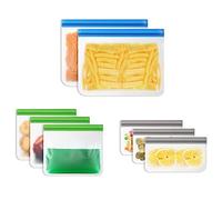 Vicloon 8 Pack Reusable Food Storage Bag, Ziplock Sandwich Bag, Reusable Freezer Bags Leakproof Storage Bag, Large Reusable Food Bags, BPA Free Freezer Bag for Sandwich, Snack, Liquid, Fruit, Lunch