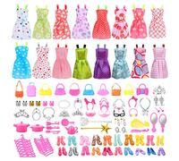 Vicloon 93 PCS Doll Clothes and Accessories Set, 16 PCS Fashion Dresses 20 Shoes 10 Handbags 47 Jewelry Accessories, Fashion Outfits Necklace Earring Bracelet Hanger for 11.5 Inch Girl Doll
