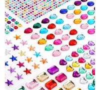 Vicloon 939Pcs Crystal Rhinestone Stickers, 9 Sheets Self Adhesive Bling Rhinestone Jewels Sticker, 6 Styles Gem Stickers for DIY Craft Cards Face Makeup Embellishment Diamond Gem Decorations