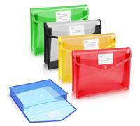 Vicloon A5 Plastic Wallets, 5pcs Popper Wallet Plastic Document, Vertical Folders Files Envelope for School Office Home, with Snap Closure and Card Slot(Blue/Yellow/Red/Green/White)