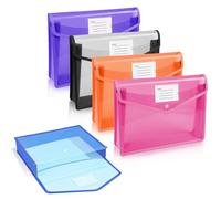 Vicloon A5 Plastic Wallets, 5pcs Popper Wallet Plastic Document, Vertical Folders Files Envelope for School Office Home, with Snap Closure and Card Slot(Blue/Purple/White/Pink/Orange)