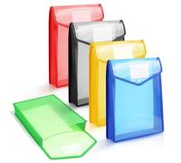 Vicloon A5 Plastic Wallets, 5pcs Popper Wallet Plastic Document, Vertical Folders Files Envelope for School Office Home, with Snap Closure and Card Slot(Blue/Yellow/Red/Green/White)