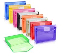 Vicloon A5 Plastic Wallets, 9pcs Popper Wallet Plastic Document, Vertical Folders Files Envelope for School Office Home, with Snap Closure and Card Slot
