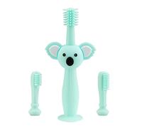 Vicloon Baby and Toddler Toothbrush, 3 PCS Food Grade Silicone Soft Infant Toddlers Toothbrush with Replacement Heads Cute Koala Design, Baby Oral Care Set for 0-3 Year Old