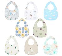 Vicloon Baby Bandana Dribble Bibs, 8-Pc Teething Bib Set with Snaps, Soft and Absorbent, Newborn Bibs for Unisex Toddlers 0-36 Months
