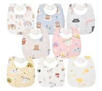 Vicloon Baby Bandana Dribble Bibs, 8 Pcs Baby Teething Infant Bibs, with Snaps, Soft and Absorbent, Babe Drool Bib, Newborn Bib for Infant for Unisex Newborn Toddlers Aged 0-36 Months