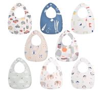 Vicloon Baby Bandana Dribble Bibs, 8 Pcs Baby Teething Infant Bibs, with Snaps, Soft and Absorbent, Babies Drool Bib, Newborn Bib for Infant for Unisex Newborn Toddlers Aged 0-36 Months